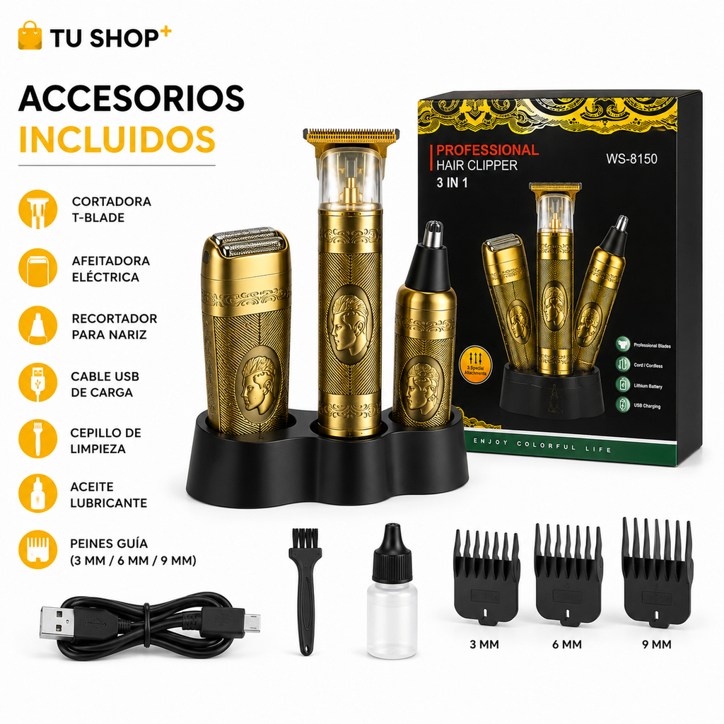 Kit Afeitadora Y Recortadora 3 En 1 Reca